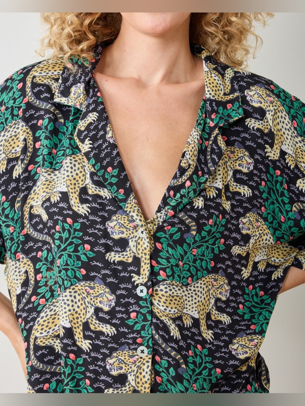 Printfresh Eco Satin Sweet Dreams Sleep Top Only in Bagheera Ink Size Small